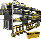 49" W Large Power Tool Organizer Wall Mount, 4 Layer Heavy Duty Metal Tool Storage Rack with 12 Drills Holder, Utility Racks for Garage Workshop, Ideal Garage Organization