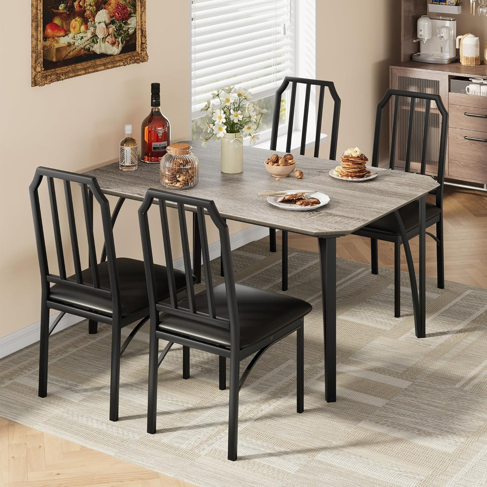 IDEALHOUSE Dining Table Set for 4, Kitchen Table Set of 4 with Upholstered Cu...