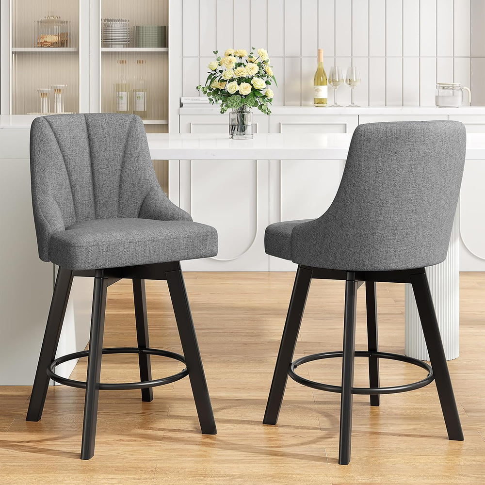 YaFiti 24" Swivel Counter Height Bar Stools Set of 6, Dark Gray
