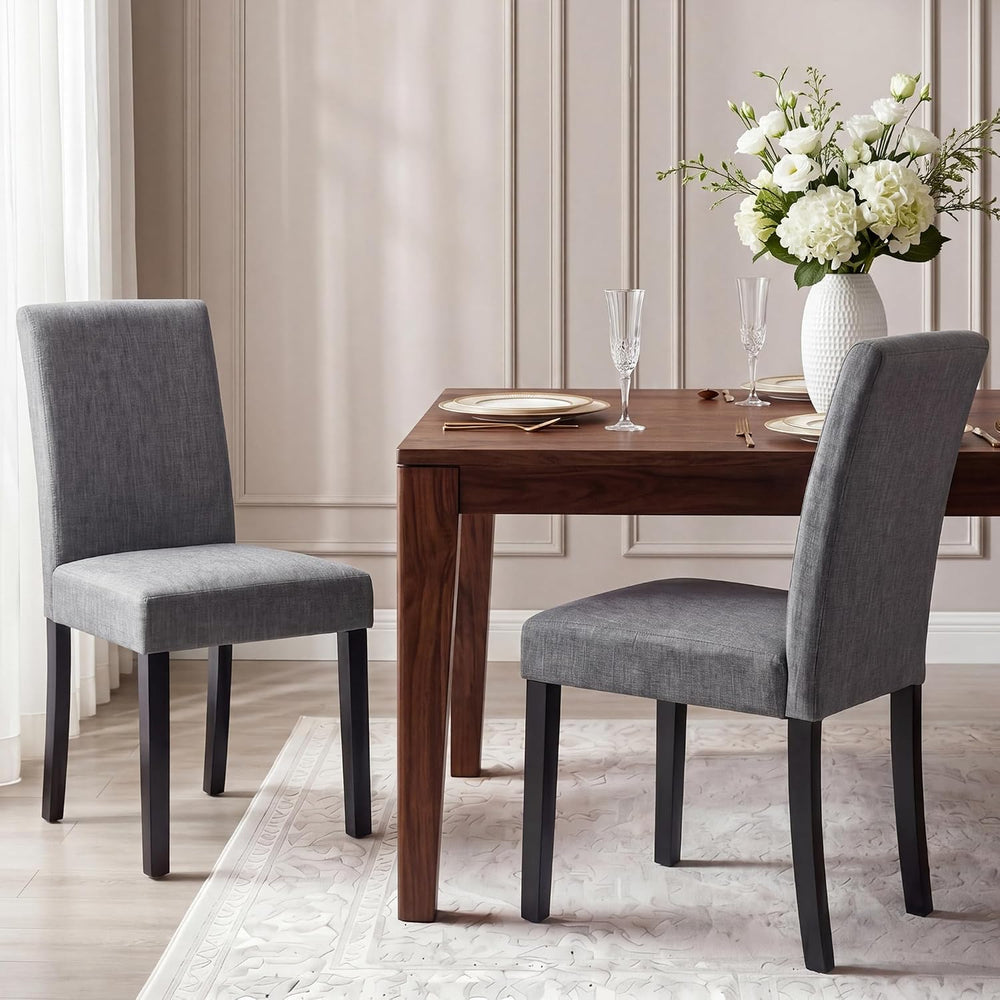 LSSBOUGHT Modern Dining Chair Set of 6 Urban Style Linen Kicthen Chairs with ...