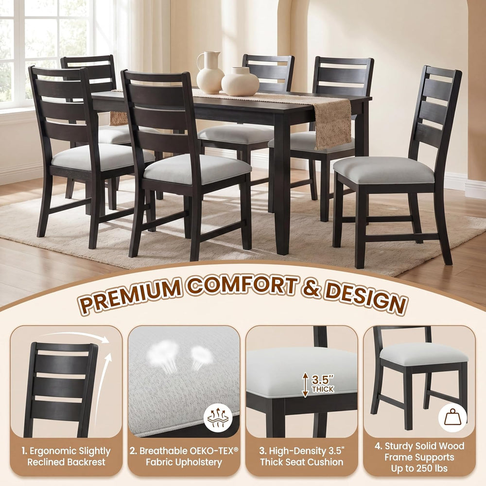 COLAMY Modern Dining Chairs Set of 2, Breathable Fabric Kitchen Chairs with H...