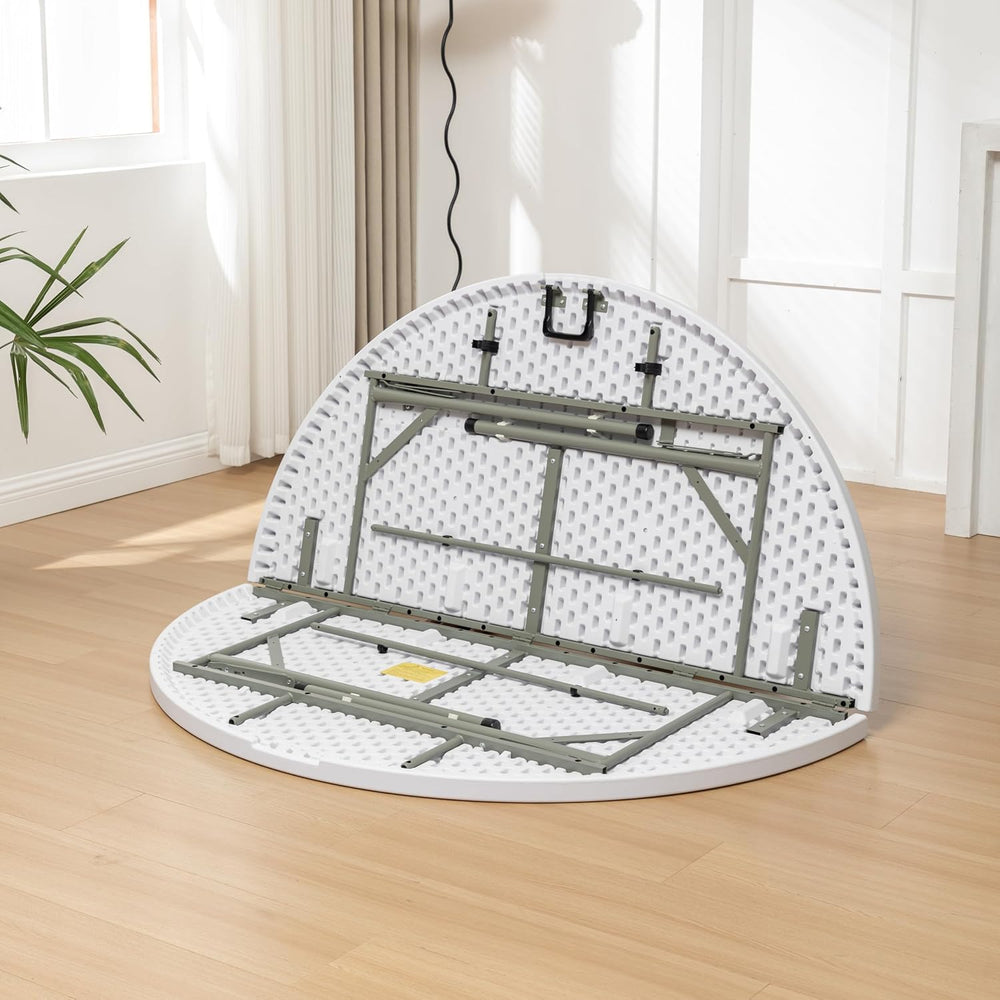 BTEXPERT 60 Inch Round Plastic Folding Table, Commercial Grade, Seats 8-10, I...