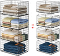 4-Tier Stackable Closet Organizers and Storage Shelves, Clothes Shelf Organizer Basket Bins, Foldable Sweater Storage for Closet Organizer System, Black (Patent Pending)