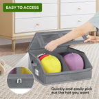 Hat Storage for Baseball Caps-Holds Up to 24 Caps, Hat Organizer for Closet Stackable Hat Box with Cardboard, Dustproof Baseball Cap Organizer with 2 Handles for Home Travel (Grey, 1 Pack)