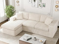 Vongrasig 105" Boneless Couches for Living Room, Sectional Couches Modular Sofa with L-Shaped Chaise, Memory Foam Comfy Cloud Couch with Plush Corduroy Fabric, No Assembly Required, Beige