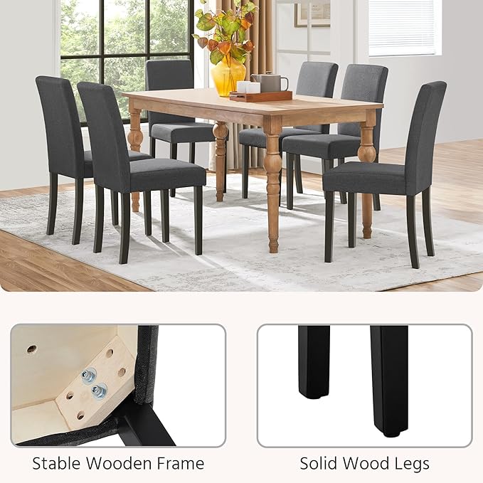 Yaheetech Dining Chairs Set of 2 Fabric Upholstered Parson Kitchen Chairs wit...