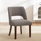 Dining Chairs Set of 2,Modern Dining Room Chairs with Thick Cushions,Upholstered Linen Fabric Kitchen Chairs for Kitchen Dining Room Brown