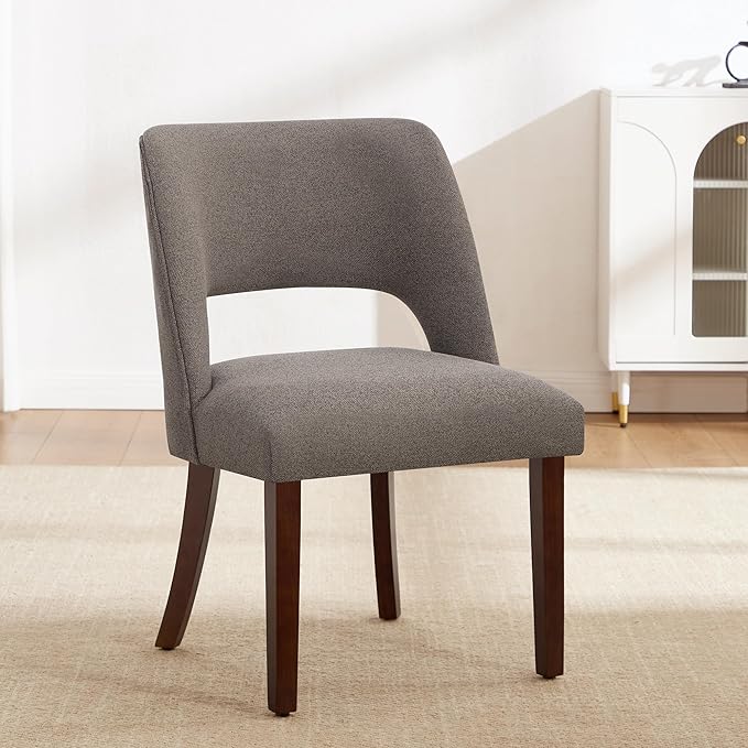 Dining Chairs Set of 2,Modern Dining Room Chairs with Thick Cushions,Upholstered Linen Fabric Kitchen Chairs for Kitchen Dining Room Brown