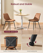 VASAGLE Dining Chairs Set of 4, Upholstered Kitchen Chairs, Synthetic Leather, Max. Load 264 lb, Steel Legs, Curved Backrest, for Dining Room, Caramel Brown and Ink Black ULDC090KN03-2J