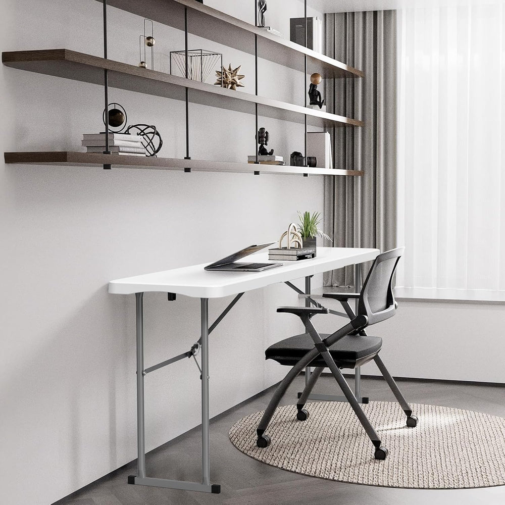 VINGLI 6 FT Narrow Folding Table, Tabletop Folded in Half, Premium Quality HD...