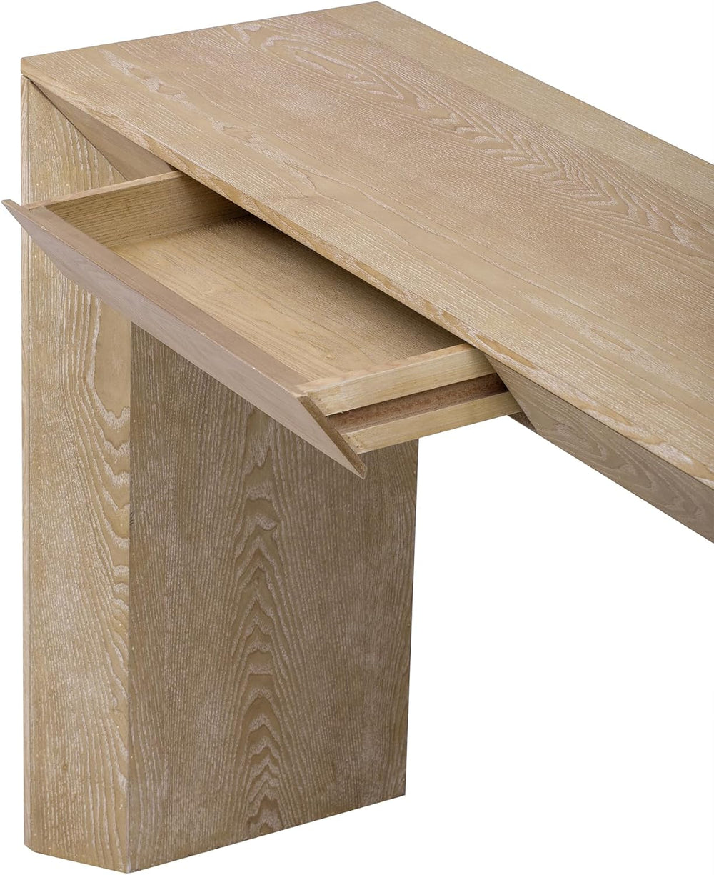 Merax Modern Entryway Table with 2 Concealed Drawers, Natural | Long Farmhous...
