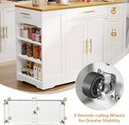 DWVO Large Kitchen Island with Trash Can Cabinet | 53 Inch Kitchen Island on Wheels, Rolling Island with Tilt‑Out Garbage Storage Fits 13 Gallon Bin