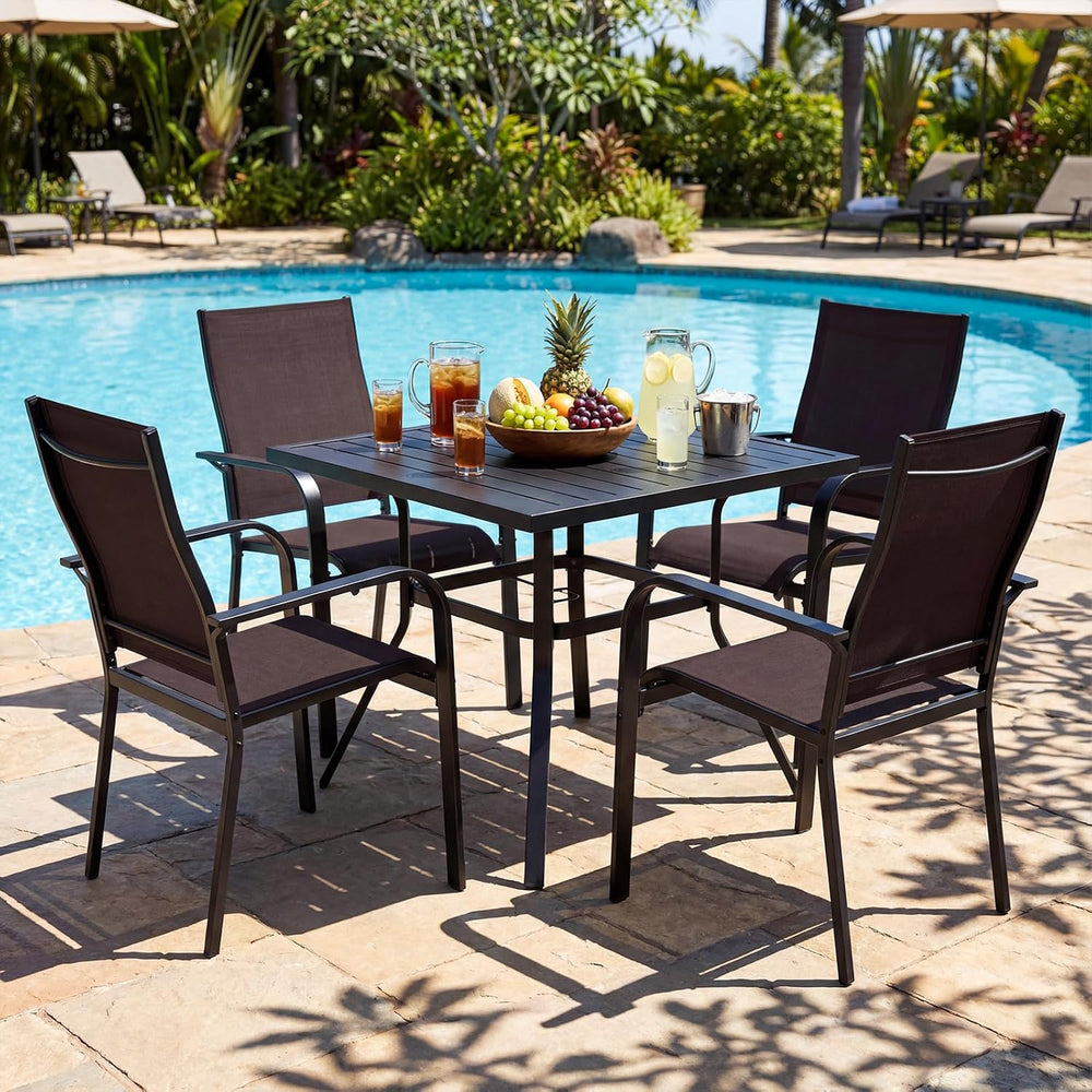 Tangkula Patio Dining Chairs Set of 2, Stackable Outdoor Armchairs with Metal...