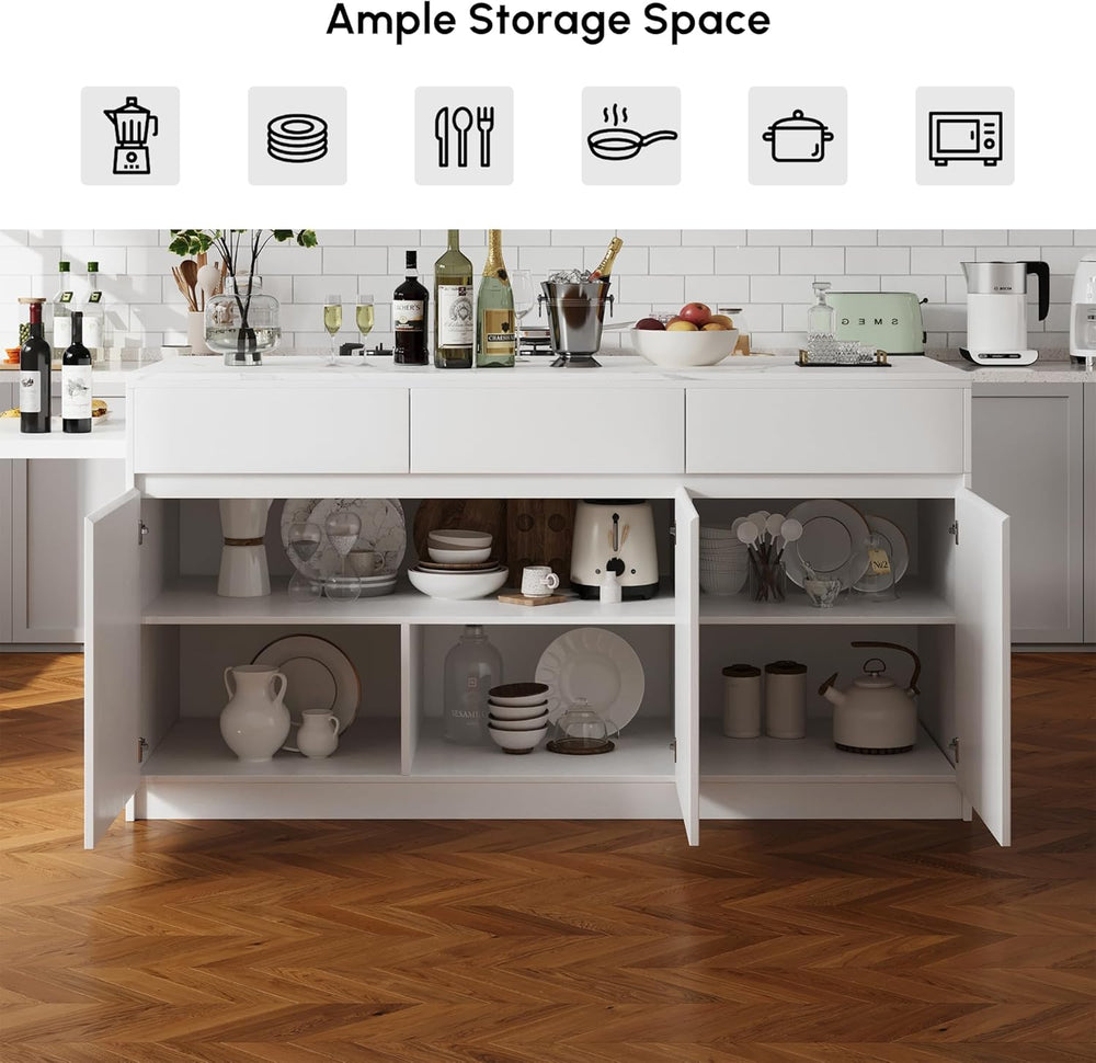 homary Extendable Kitchen Island, 81"-106" Kitchen Island Cabinet w...