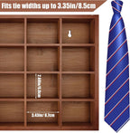 Wesiti Tie Box Organizer Wall Mounted Tie Rack with 16 Compartments Bamboo Belt Holder for Men Scarf Necktie Home Wall Closet (Dark Brown Color,1 Piece)