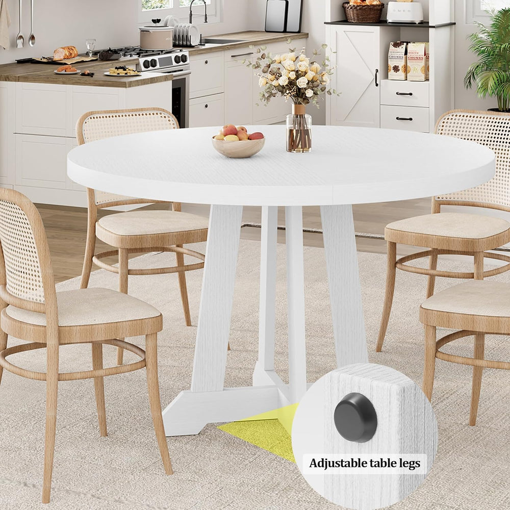 GarveeHome Round Dining Table for 4, 47 Inches Dining Room Table with Wooden ...