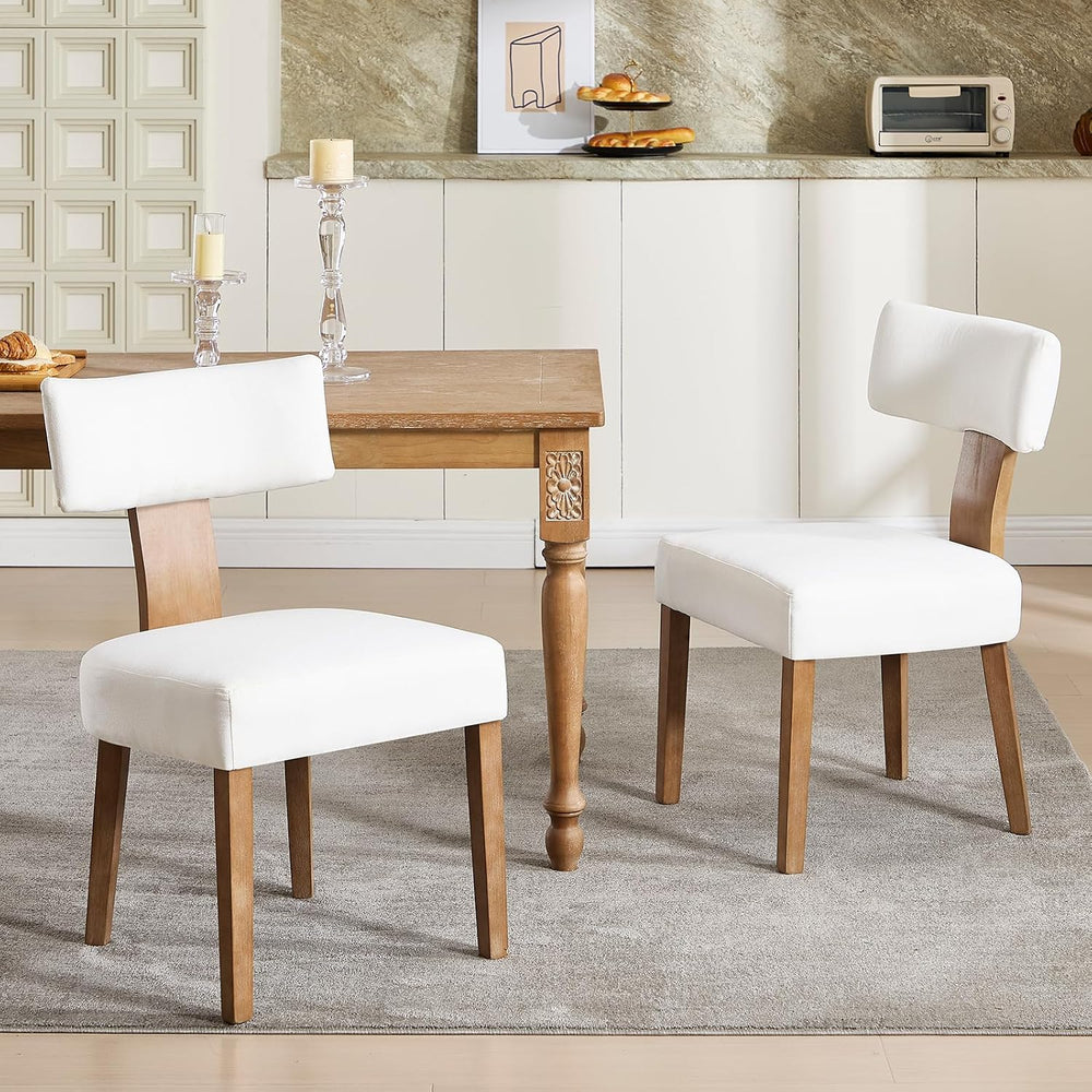 Upholstered Dining Chairs Set of 2, Mid Century Modern Linen Dining Chairs, A...