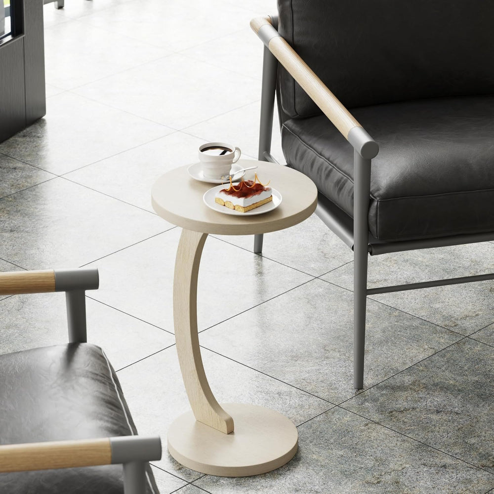 COZAYH C Shaped Round End Table for Couch Small Place, Space Saver Side Table...