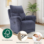 ANJ Swivel Glider Recliner, Manual Nursery Rocking Chair, Blue | Upholstered glider chair with 360° swivel, padded cushion, ideal for nursery, bedroom and living room breastfeeding & reading