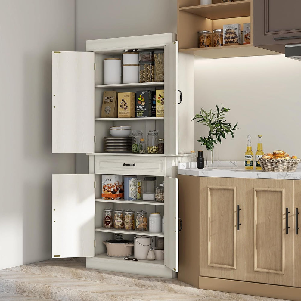 HOMCOM 71" Freestanding Kitchen Pantry Cabinet, Tall Storage Cabinet wit...