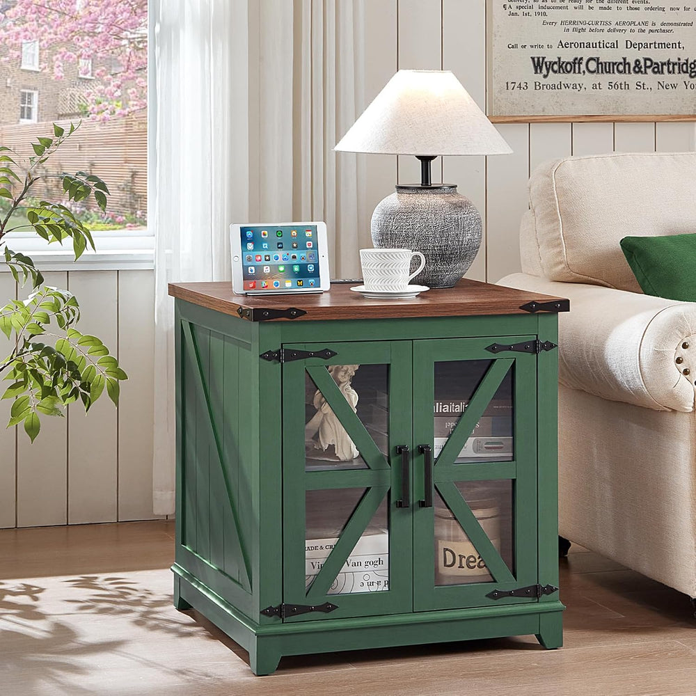 Joaxswe Farmhouse End Table with Charging Station Set 2, 24" Large Sofa ...