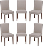 Upholstered Dining Chairs Set of 6, Modern Fabric Dining Room Chair, Wooden Dining Chair, Kitchen Side Chairs, Farmhouse Dinner Chair with High Back for Kitchen, Brown