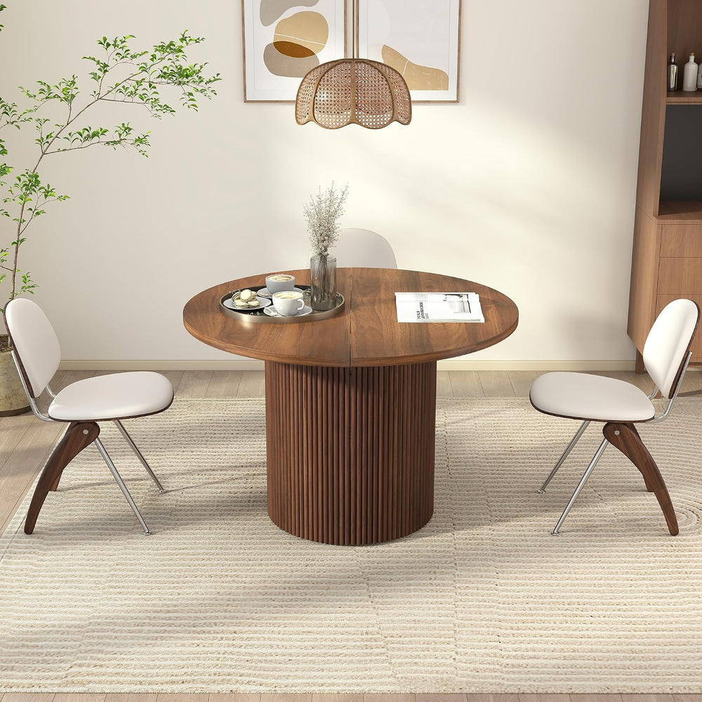 41 in-78 in Extendable Dining Room Table for 4-8, Round Expandable Kitchen Ta...