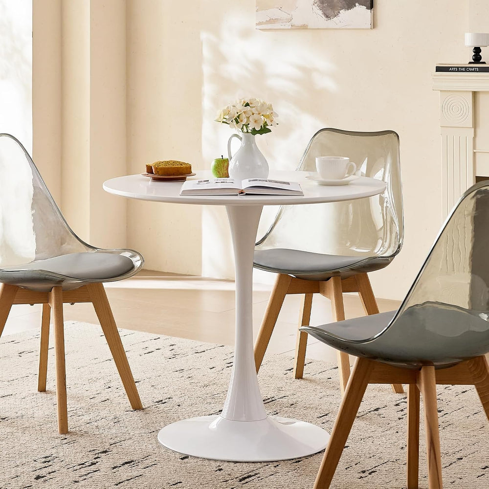 Acrylic Dining Chairs Set of 4, with Soft Cushion, Light Gray | Clear Acrylic...