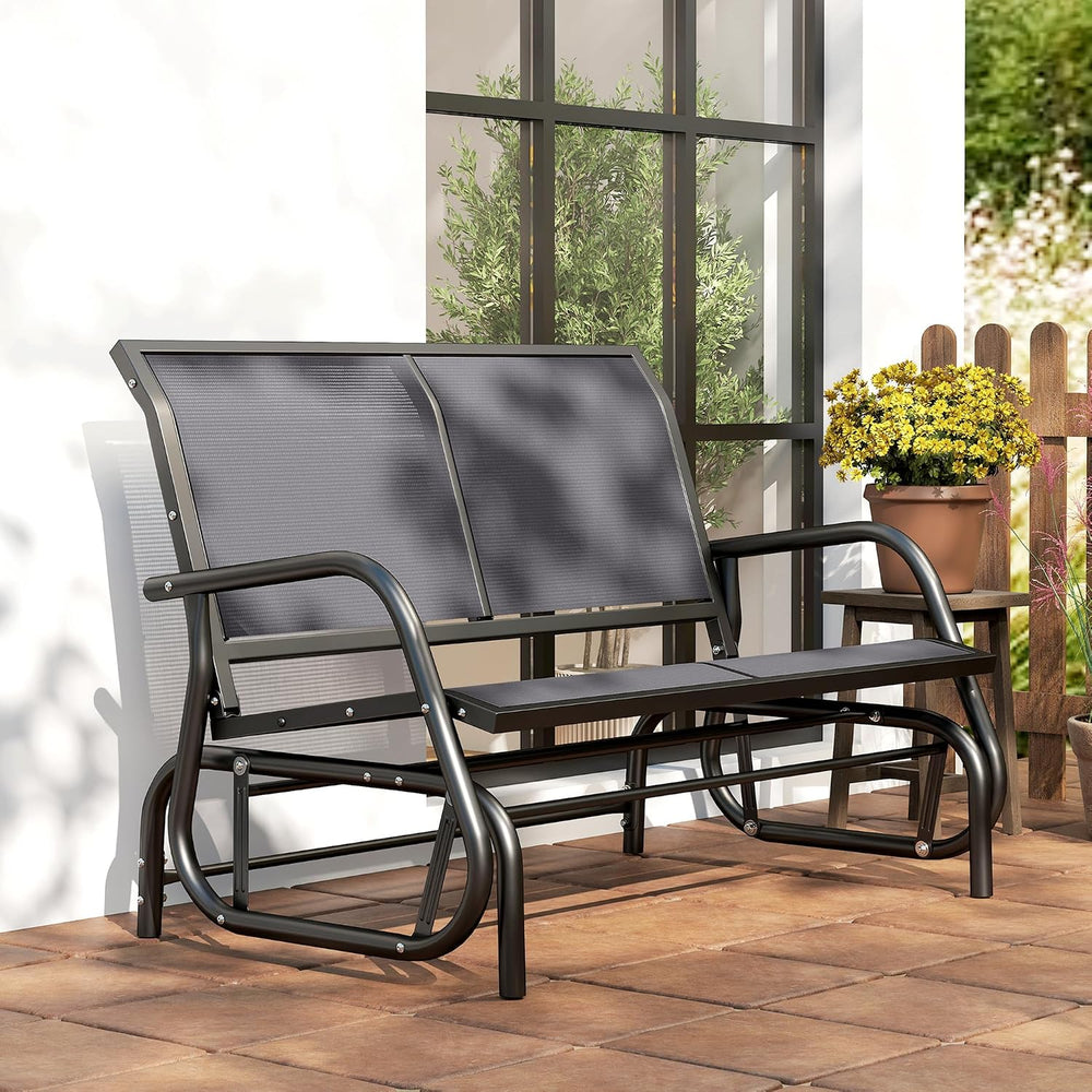 Outsunny 2-Person Outdoor Glider Bench with Steel Frame, Gray | Double Swing ...