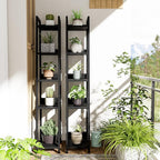 Narrow Ladder Shelf for Small Spaces - 5 Tier Thin Bookshelf Skinny Book Shelves Slim Bookshelves 60 inch Tall, Black (02B)
