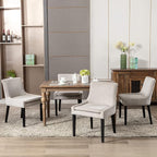 COLAMY Modern Dining Chairs Set of 4, Upholstered Corduroy Accent Side Leisure Chairs with Mid Back and Wood Legs for Living Room/Dining Room-Beige