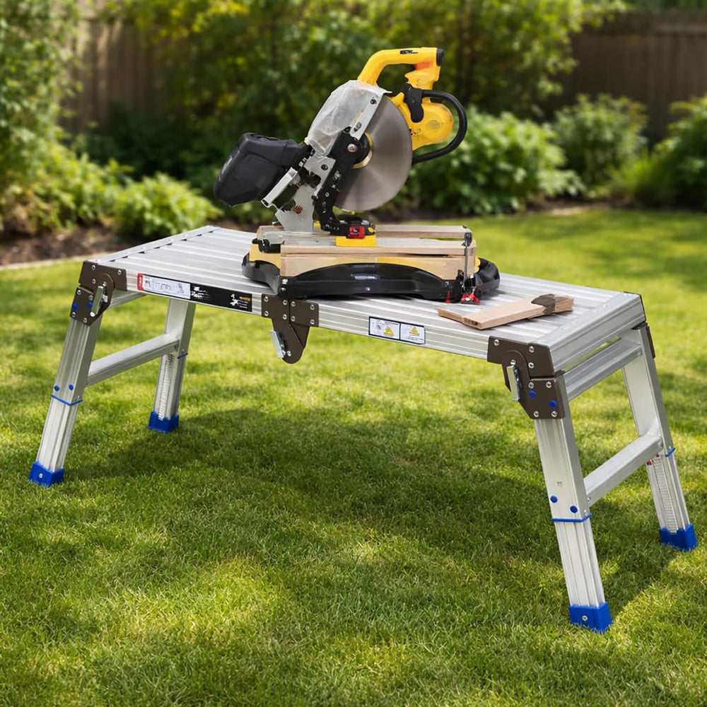 14-20” 26-Level Adjustable Aluminum Work Platform Bench Step Stool Ladder