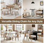 Dining Chairs, Fabric Upholstered Wood Kitchen Chairs Set of 2, Linen Curved Backrest Accent Chairs,Farmhouse Modern Dining Chairs with Foot Pad for Kitchen/Living Room/Restaurant/Cafe-Beige
