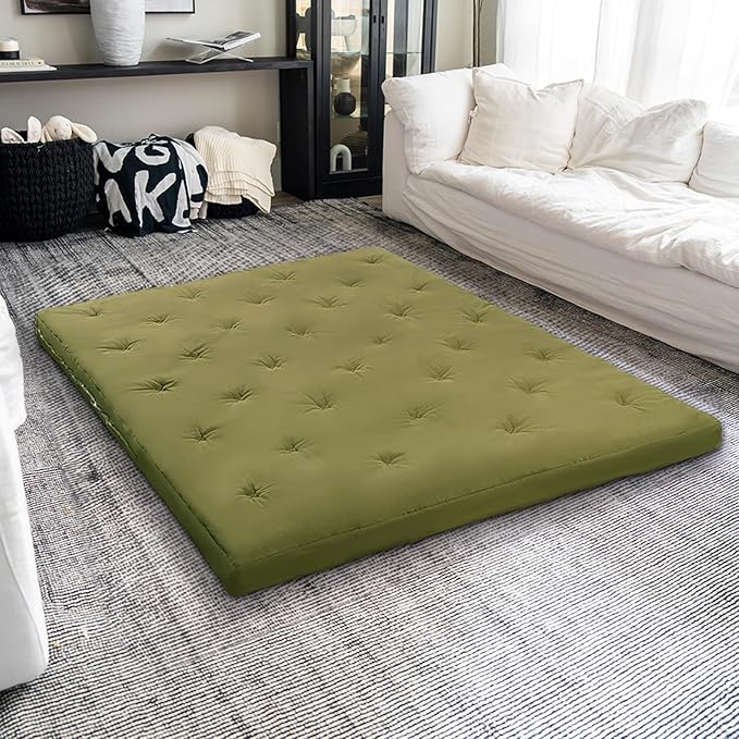 ZonLi Japanese Floor Futon Mattress Twin Size 39"x 80",100% Cotton Cover 4'' Thicken Tatami Mattress,Foldable Sleeping Pad,Portable Dormitory Tatami Mat,Roll Up Floor Lounger Bed for Adult
