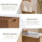 Slim Wicker Laundry Hamper, 75L Handwoven Rattan Basket with Handles, Narrow Laundry Basket with Removable Liner Bag & 2 Mesh Bags
