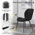 Dining Chairs Set of 4 Modern Velvet Dining Room Chairs Upholstered Dining Chairs with Thick Cushions Metal Legs Armless Back Chair for Kitchen and Living Room Black