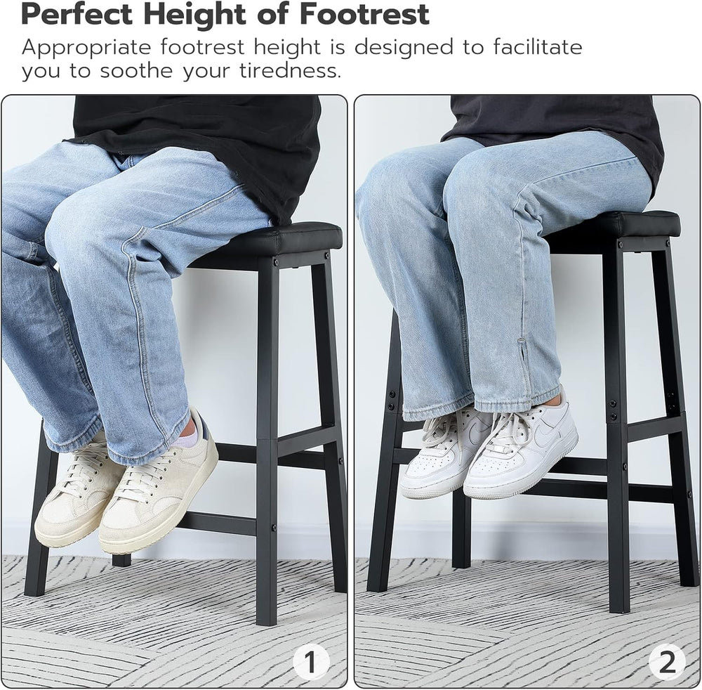 HOOBRO Bar Stools, Set of 2 Bar Chairs, Counter Height Bar Stools, 24 Inch Ba...
