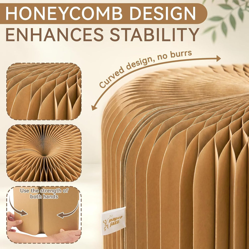 PAPER JAZZ 17in Foldable Stool Portable Stool for Adult House Decor Brown