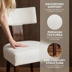 HNY Set of 6 Mid Century Modern Dining Chairs, Farmhouse Velvet Upholstered Accent Chair Curved Backrest Kitchen Chairs, with Hardwood Frame, Cream, Velvet-beige, 6PC