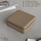 TAWBURY Watch Case - 6 Slot Genuine Top-Grain Leather Watch Box for Men & Women with Extra Wide Pillows for Large Watches - Portable Wristwatch Storage for Home & Travel (Taupe)