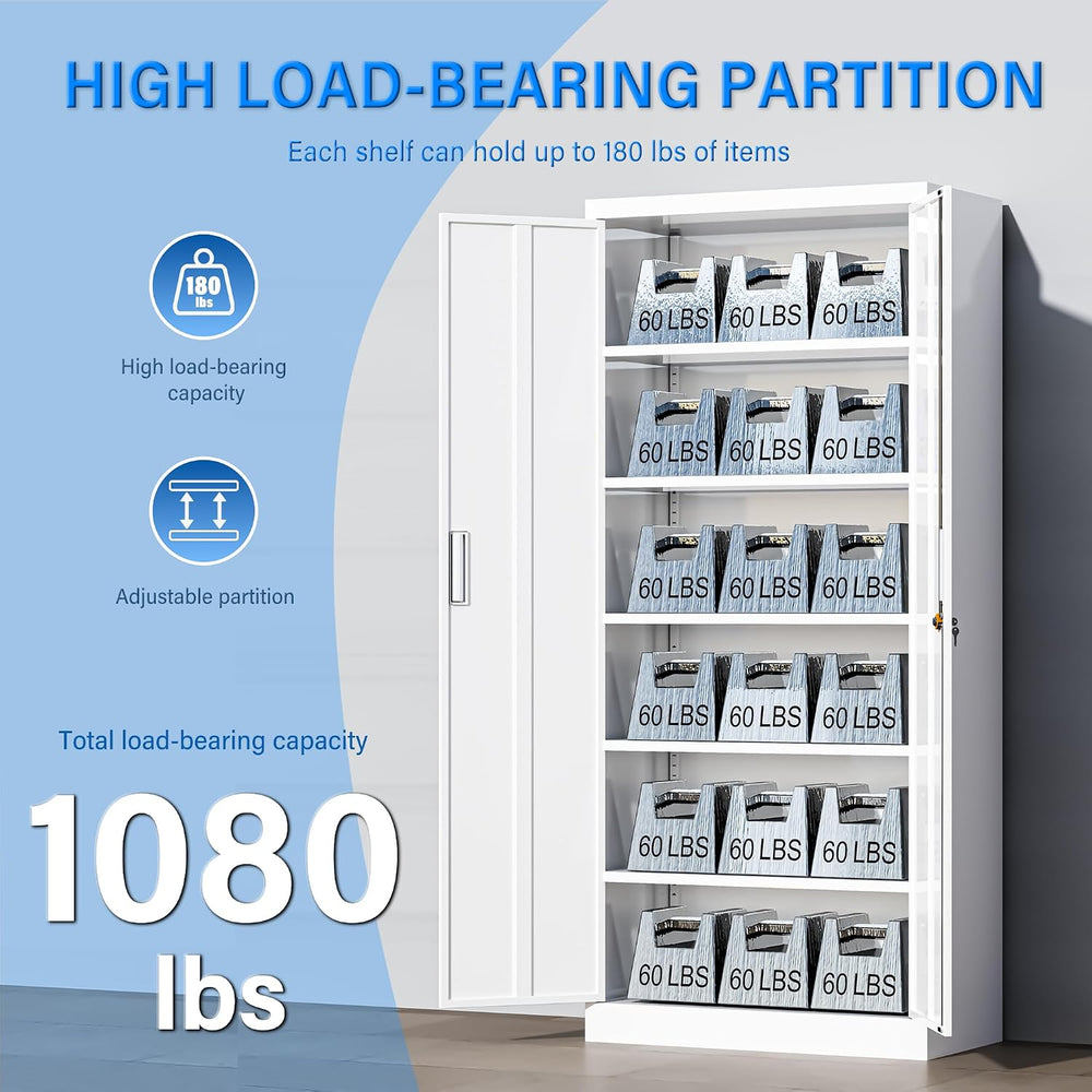 BESFUR Metal Storage Cabinets with Locking Doors and Adjustable Shelves, 71&q...