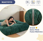 MAXYOYO 8" Futon Mattress, Full Size Extra Thick Futons Sofa Couch Bed for Adults, Velvet Floor Mattress Shredded Foam Filling (Frame Not Included)