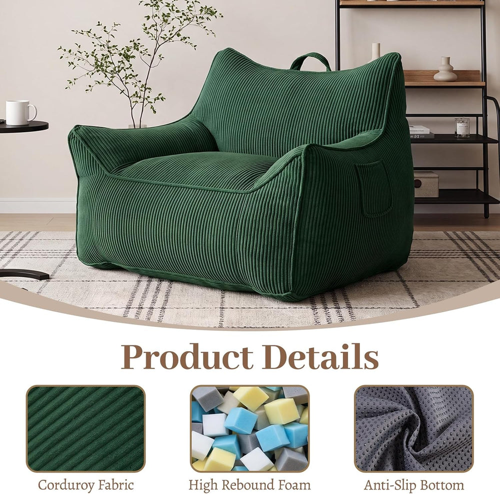 Vipbear Bean Bag Chair for Adults, Chair with Memory Foam | 35.5" Cordur...
