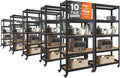 HOMEDANT House 5-Tier Metal Rolling Cart Shelf Rack Casters Heavy Duty Wheel Shelving Unit Adjustable Utility Storage Shelves Organizer Shelf Kitchen Garage 24.4" W x 16.5" D x 62.2" H 10Pack