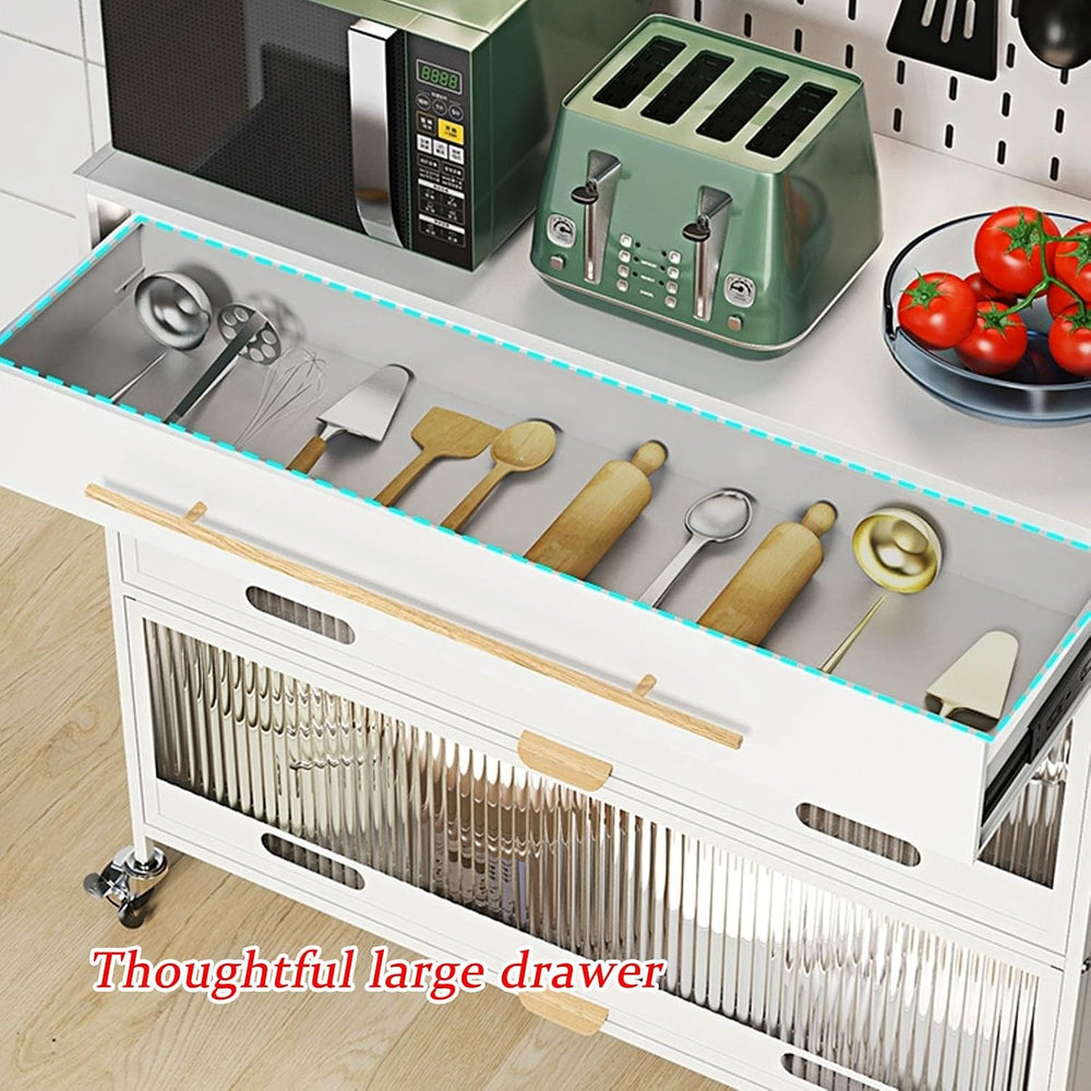 JKGHK 5-Tier Bakers Racks with Storage for Kitchens, Microwave Stand on Wheel...