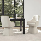 Swivel Dining Chairs Set of 2, Mid Century Modern Chairs Fabric Upholstered Armchair with Armrest & Ergonomic Backrest for Dining Room, Kitchen, Bedroom, Living Room, Beige, 2 Boxs