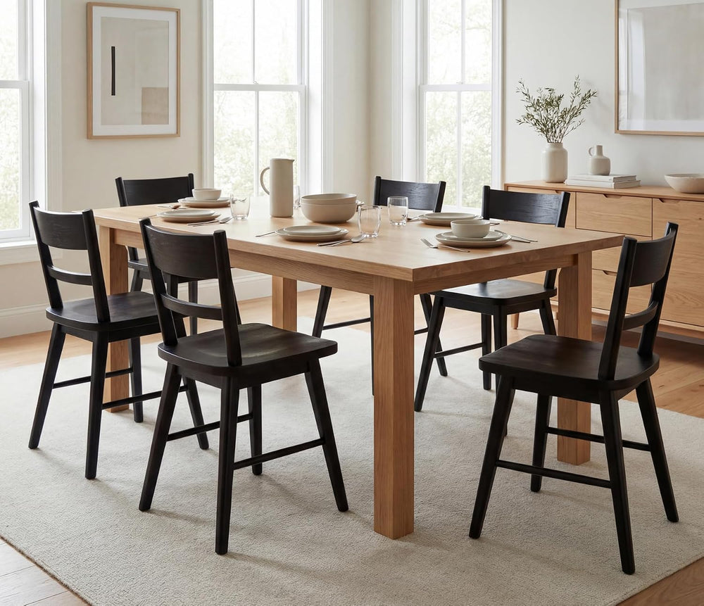 CIMOTA Black Dining Chairs Set of 4, Farmhouse Wood Dining Chairs Ladder Back...