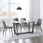 Dining Chairs, Modern PU Leather Dining Room Chair with Sturdy Metal Legs, Upholstered Seat Dinner Chairs Accent Side Chairs for Indoor Kitchen Living Room (Grey, Set of 8)