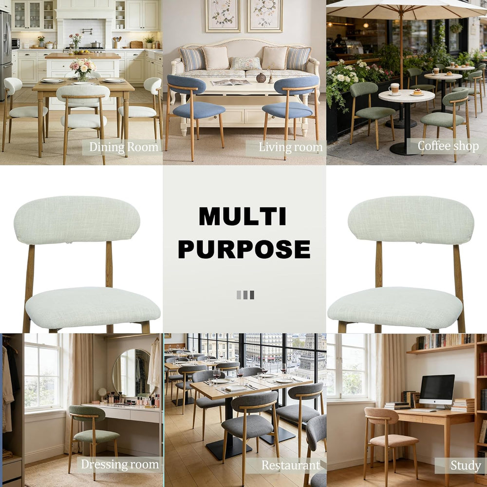 FREKEN Modern Upholstered Dining Chairs Set of 4, Mid-Century Metal Frame wit...