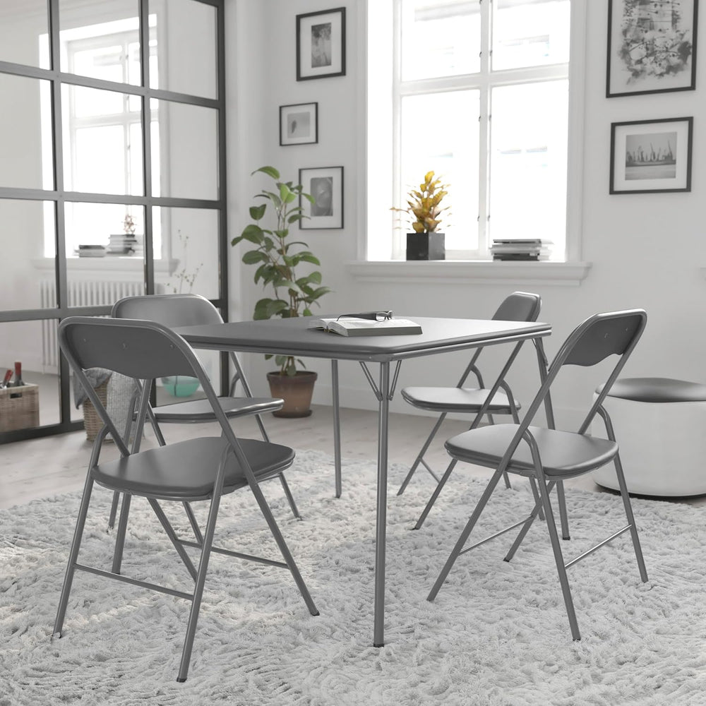 Flash Furniture Madison 5-Piece Folding Card Table and Chair Set, Gray | Port...